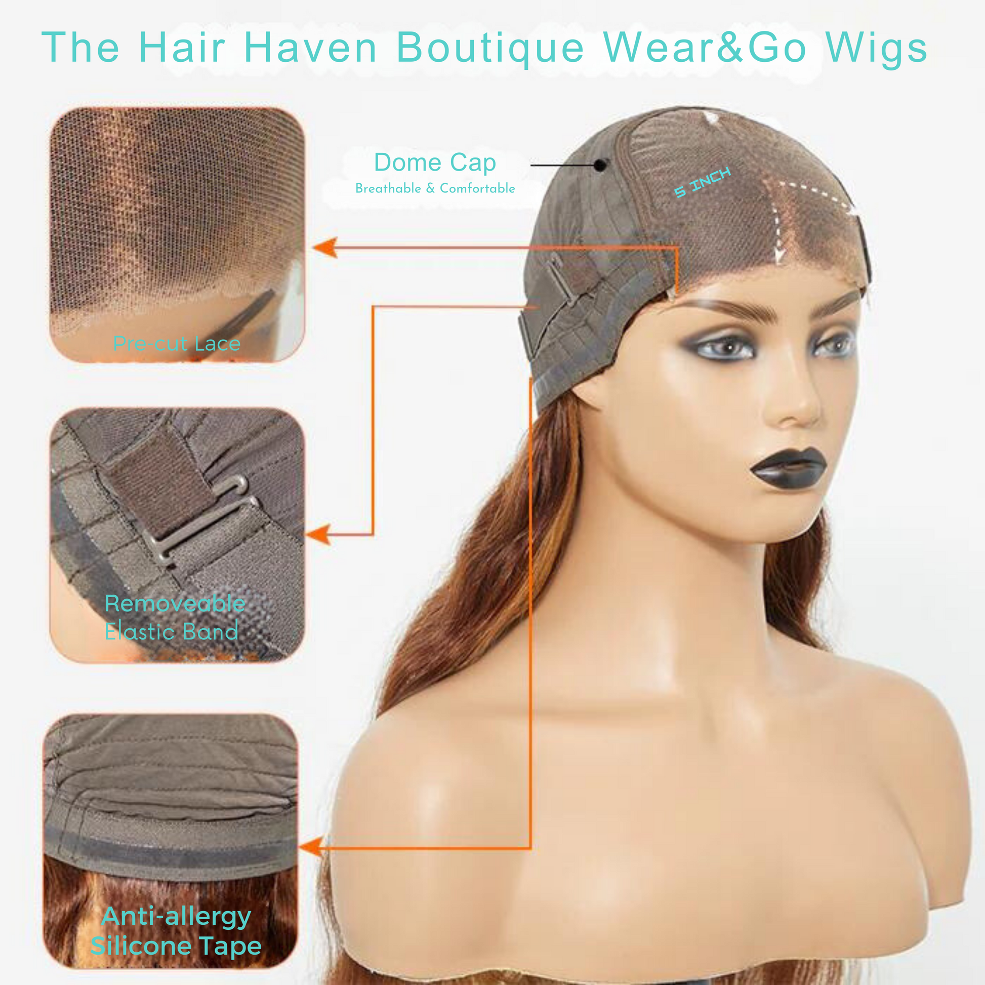 Glueless Brown Highlight Wear and Go Lace Wig