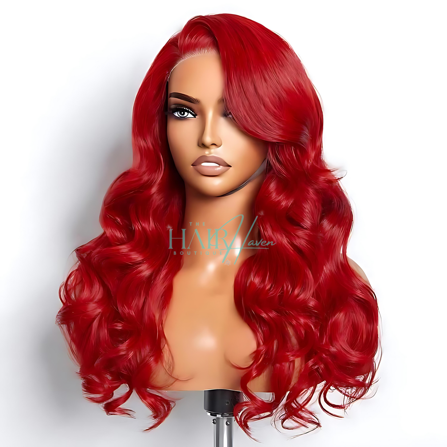 RED 5X5 BODY WAVE GLUELESS READY TO GO LACE WIG 