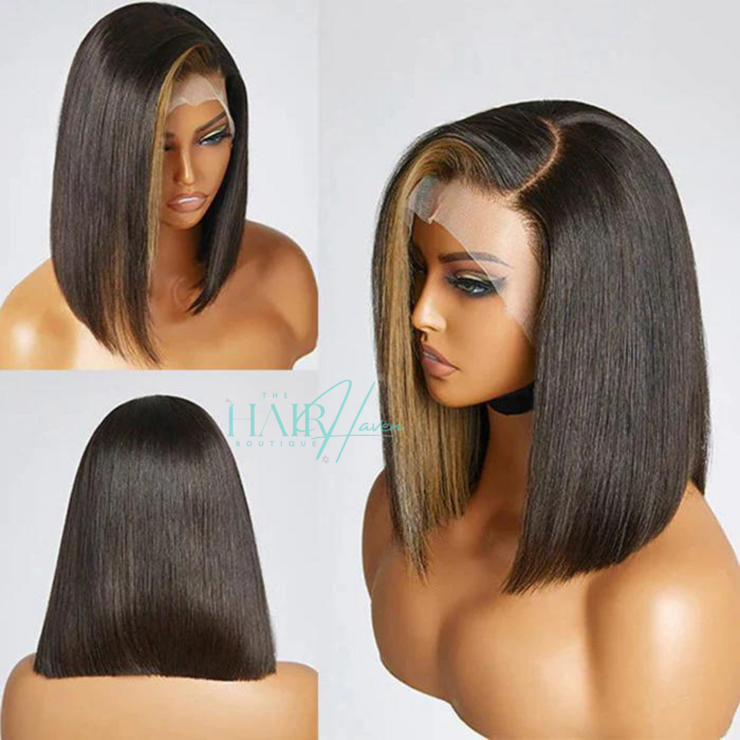 Blonde Highlight Straight Bob Lace Wig