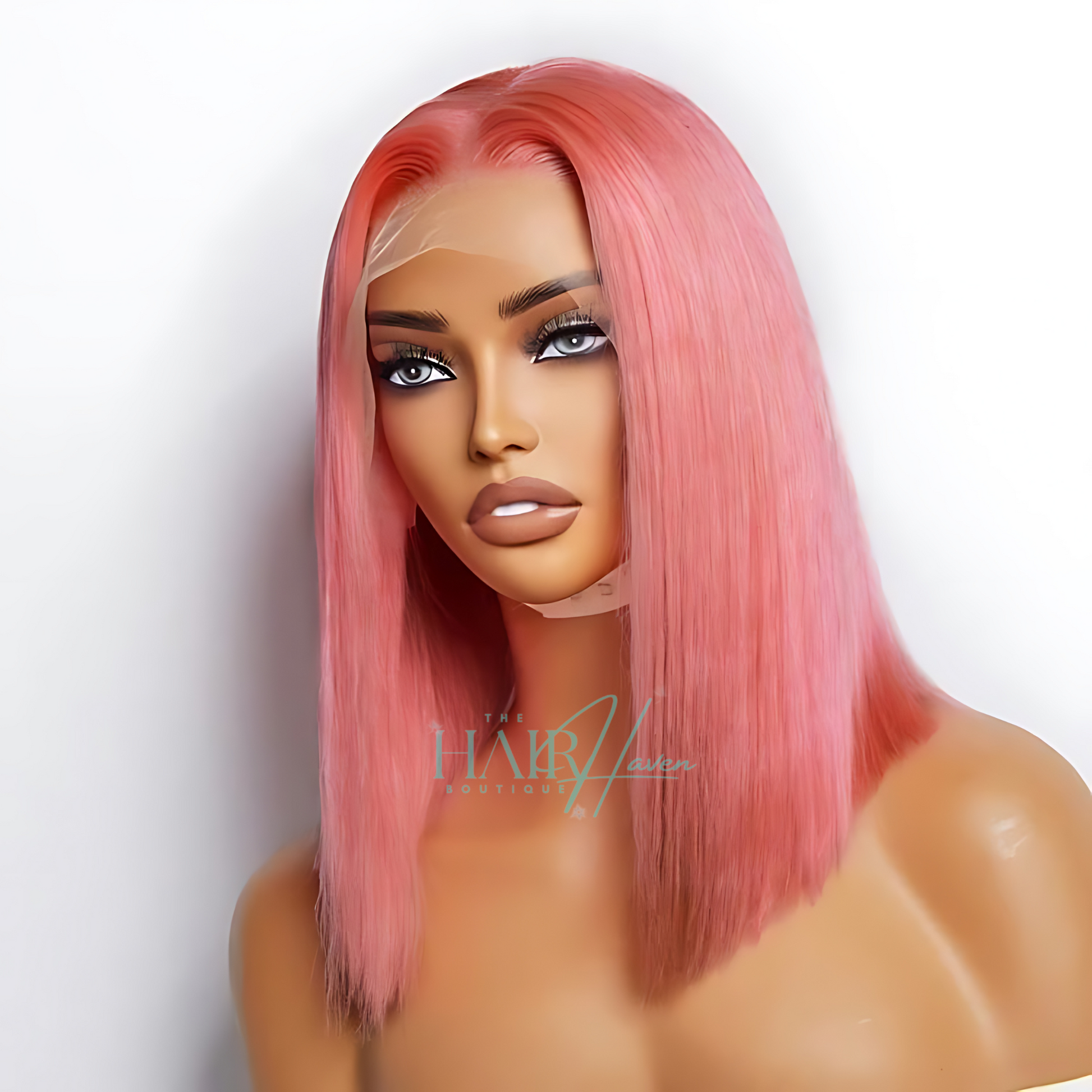 Pink Straight Bob Lace Wig