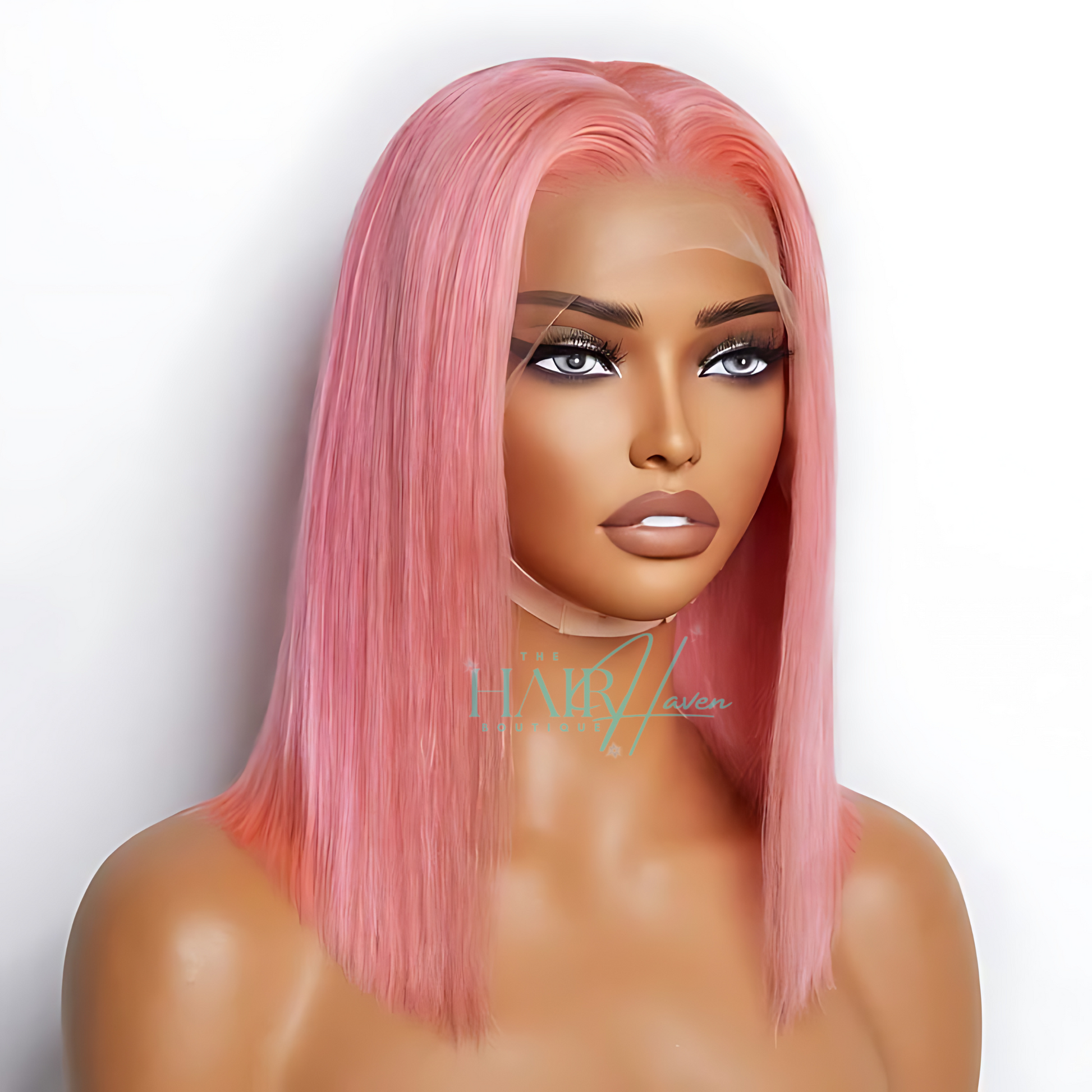 Pink Straight Bob Lace Wig